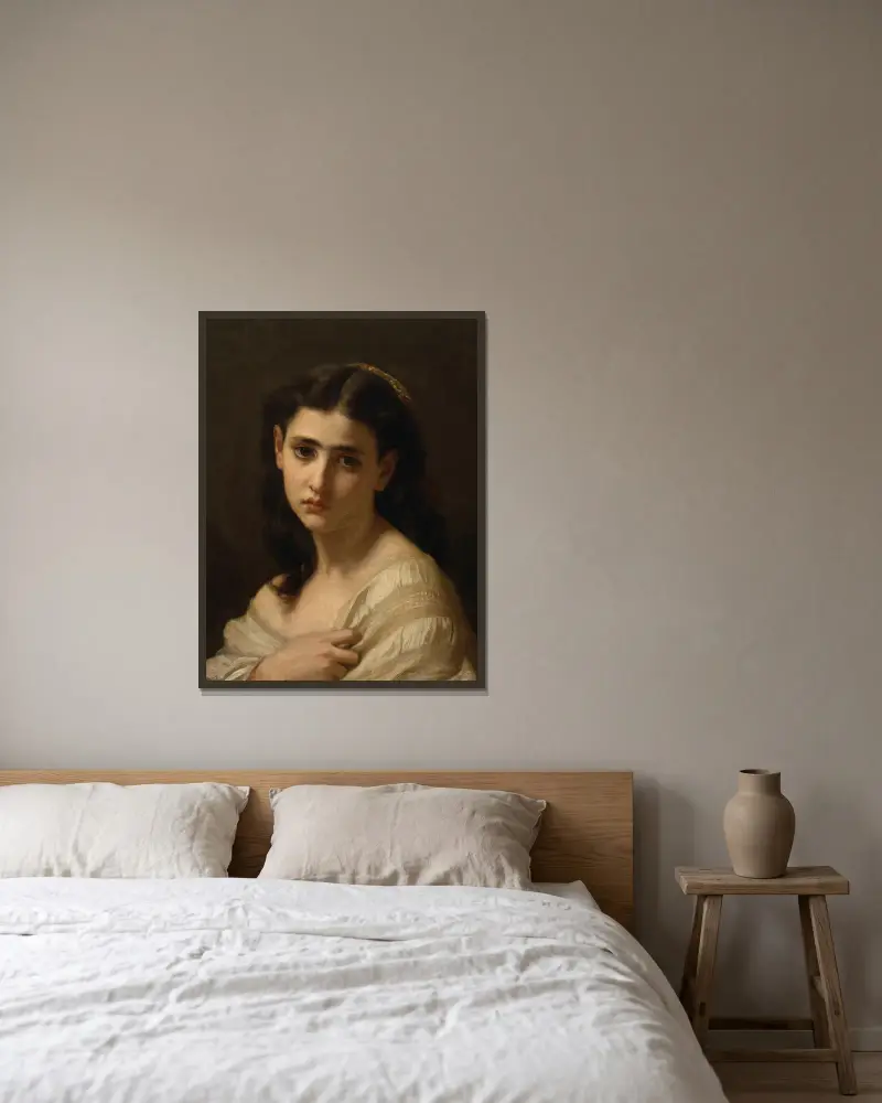 Thoughts far away av Hugues Merle inramad på en vägg
