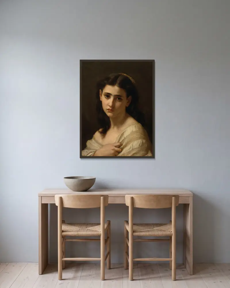 Thoughts far away av Hugues Merle inramad på en vägg
