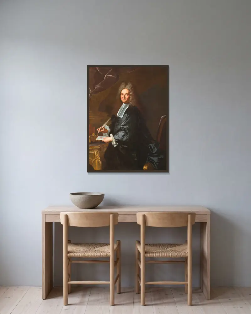 Joseph Fleuriau d’Armenonville av Hyacinthe Rigaud inramad på en vägg