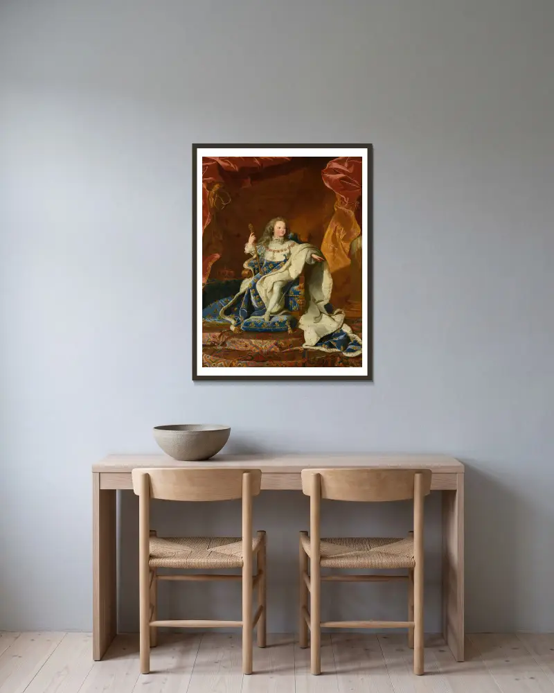 Ludwik XV, król Francji i Nawarry, Hyacinthe Rigaud w ramie na ścianie
