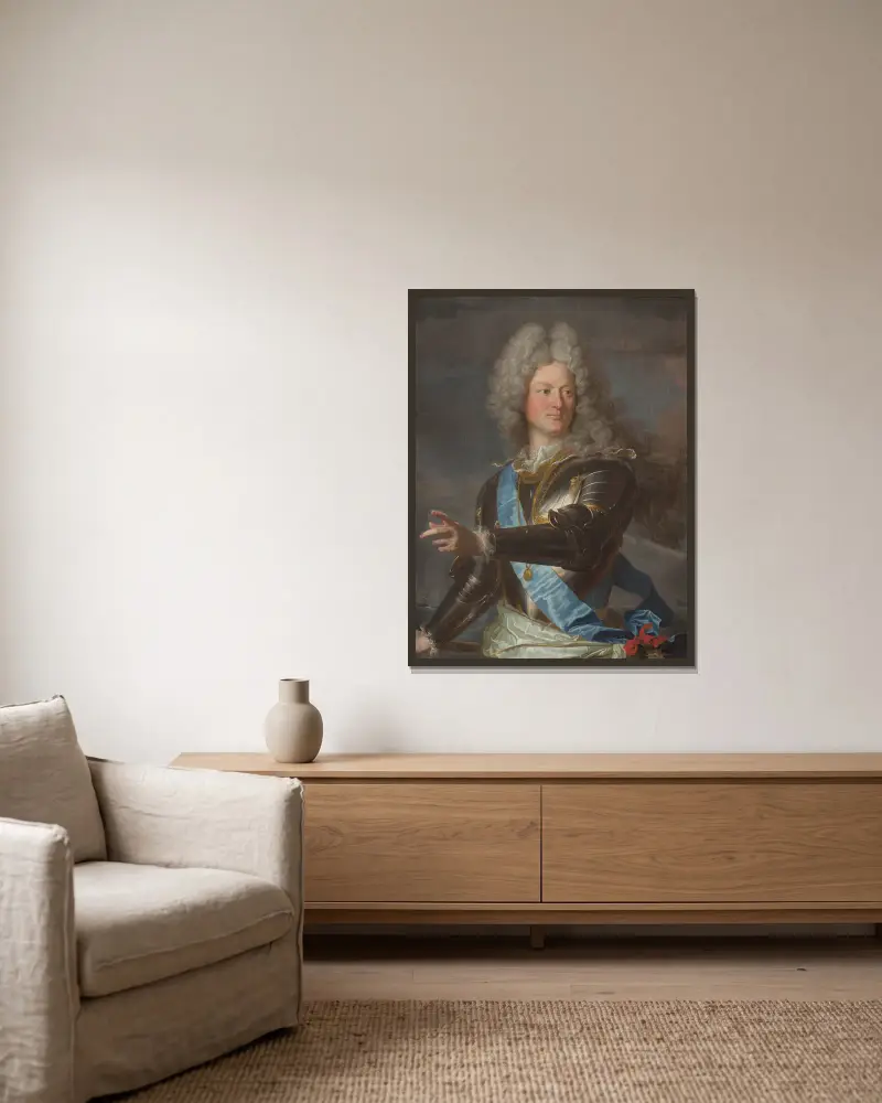 Portrait du comte de Toulouse av Hyacinthe Rigaud inramad på en vägg