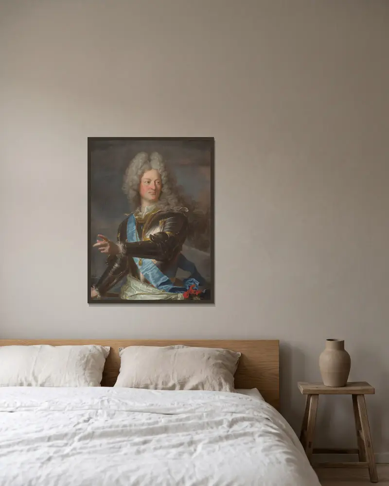 Portrait du comte de Toulouse av Hyacinthe Rigaud inramad på en vägg