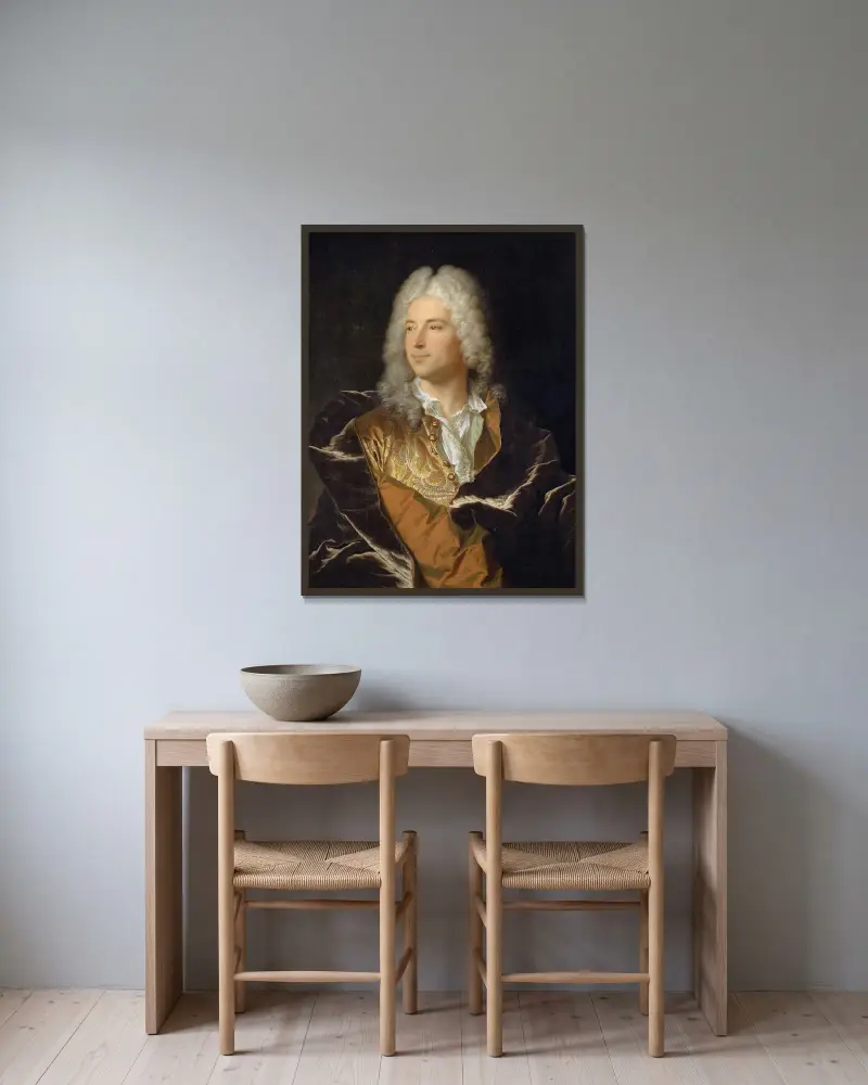 Porträt des Chevalier Lucas Schaub aus Basel von Hyacinthe Rigaud gerahmt an einer Wand