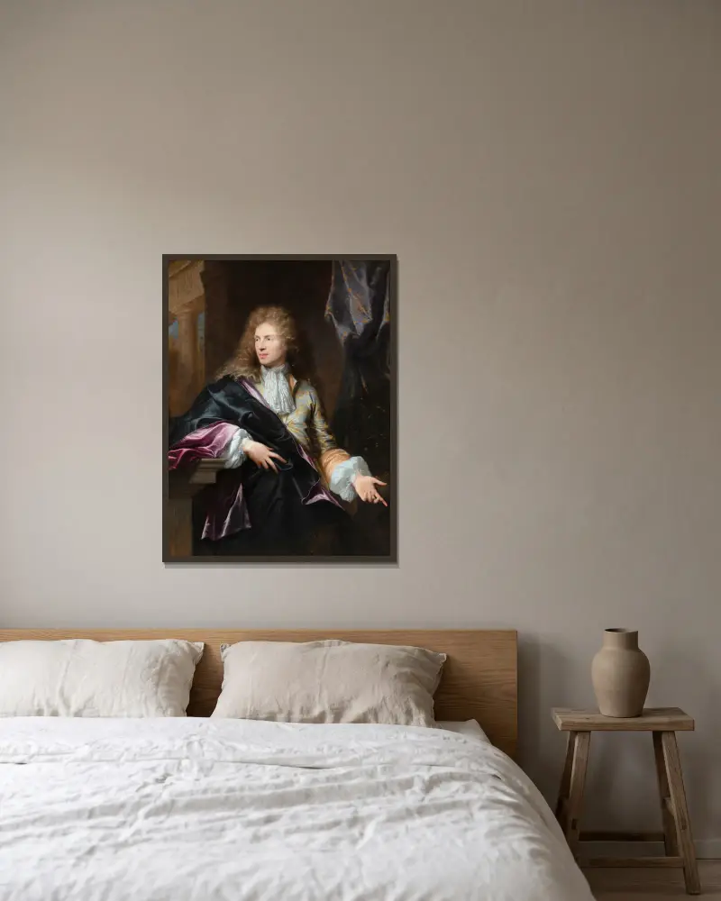 Porträt des Pierre Vincent Bertin von Hyacinthe Rigaud gerahmt an einer Wand