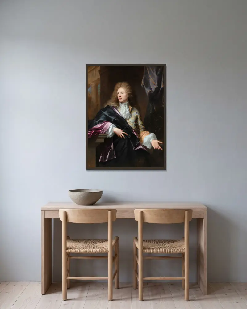 Porträt des Pierre Vincent Bertin von Hyacinthe Rigaud gerahmt an einer Wand