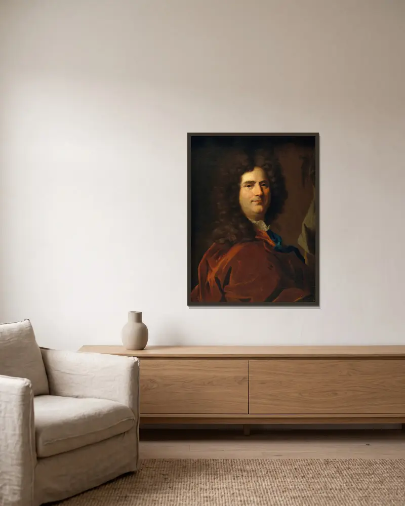 Self-portrait (from 1700 until 1710), 1700 av Hyacinthe Rigaud inramad på en vägg