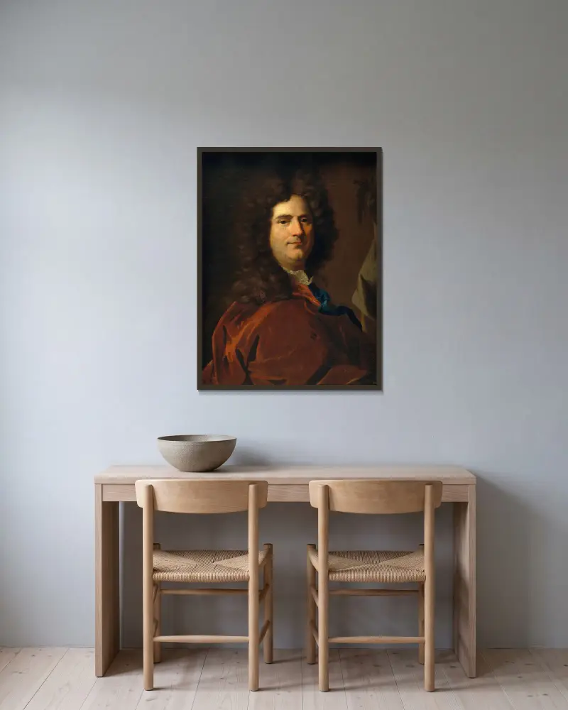 Self-portrait (from 1700 until 1710), 1700 av Hyacinthe Rigaud inramad på en vägg