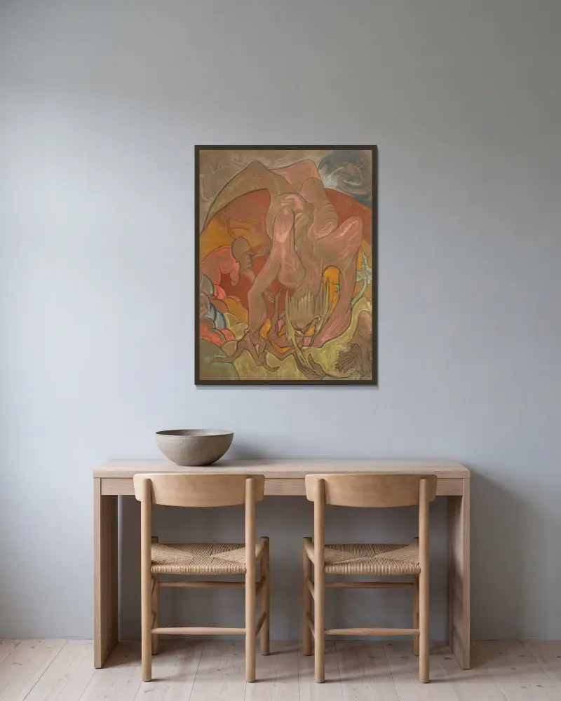 Composition av Stanisław Ignacy Witkiewicz inramad på en vägg