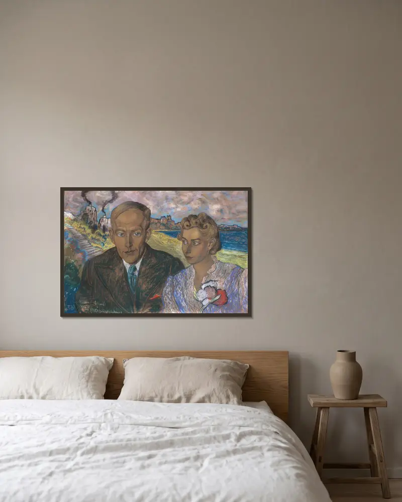 Double portrait of Helena Lisińska and Jan Gadomski av Stanisław Ignacy Witkiewicz inramad på en vägg
