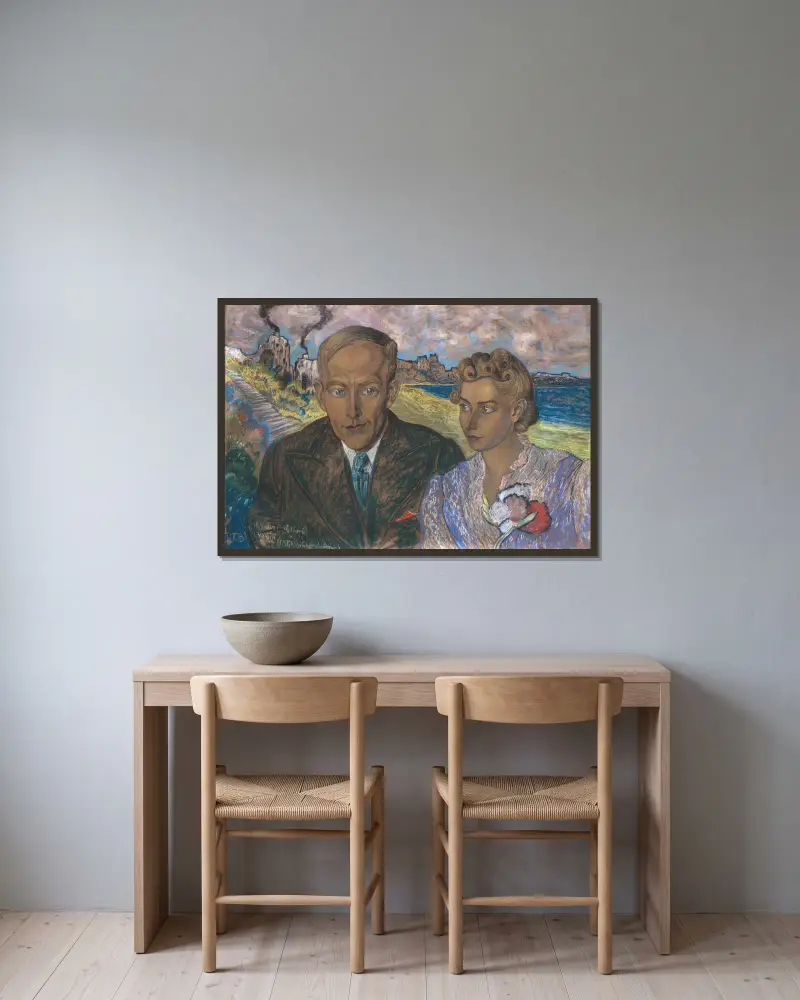 Double portrait of Helena Lisińska and Jan Gadomski av Stanisław Ignacy Witkiewicz inramad på en vägg