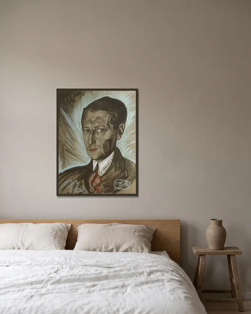 Bildnis des Julian Tuwim von Stanisław Ignacy Witkiewicz gerahmt an einer Wand