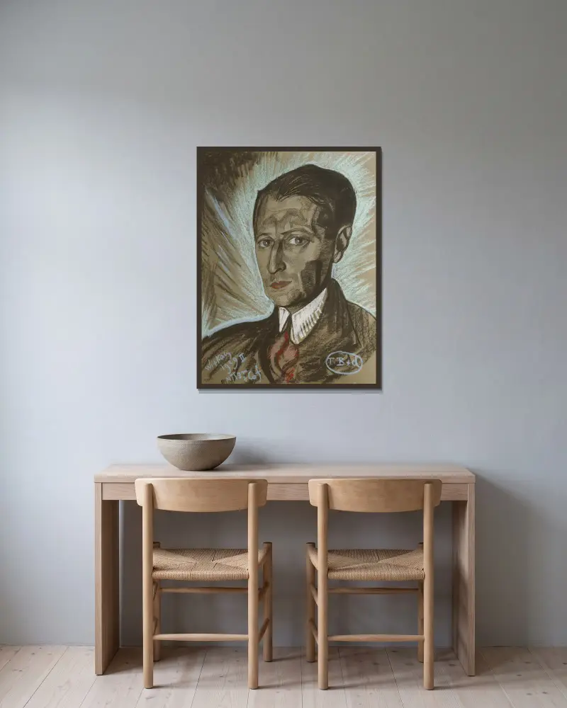 Bildnis des Julian Tuwim von Stanisław Ignacy Witkiewicz gerahmt an einer Wand