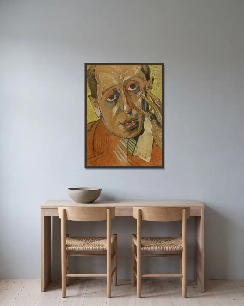 Portrait of Leon Reynel, 1924 av Stanisław Ignacy Witkiewicz inramad på en vägg