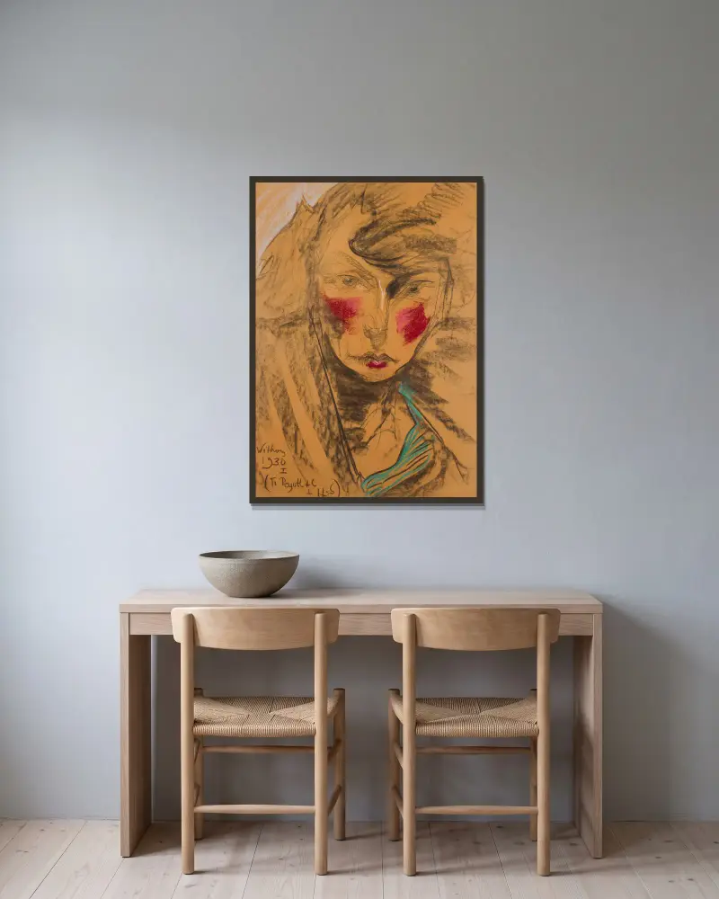 Porträtt av Nena Stachurska, 1930 av Stanisław Ignacy Witkiewicz inramad på en vägg