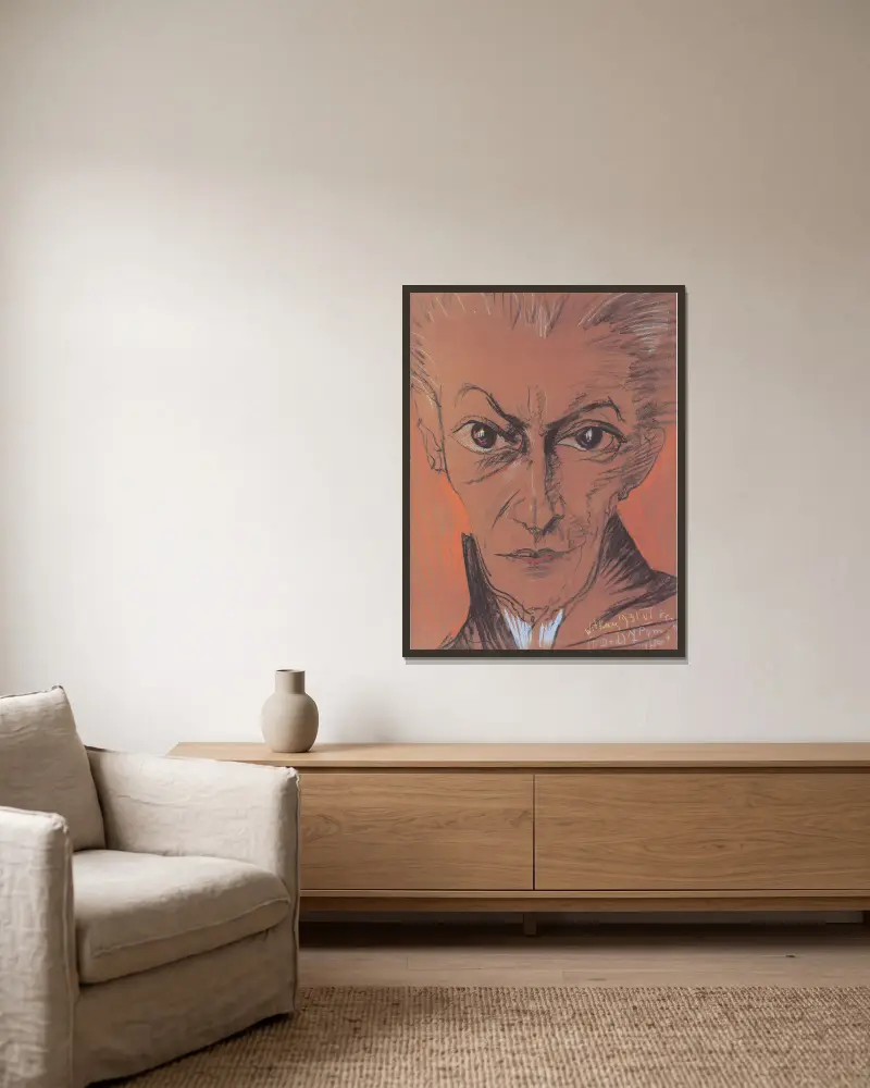 Portrait of Prosper Szmurło av Stanisław Ignacy Witkiewicz inramad på en vägg