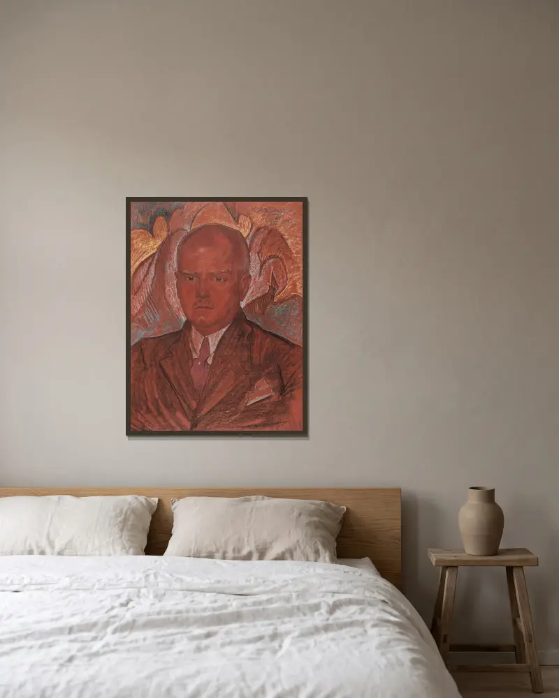 Porträt von Emil Młynarski von Stanisław Ignacy Witkiewicz gerahmt an einer Wand