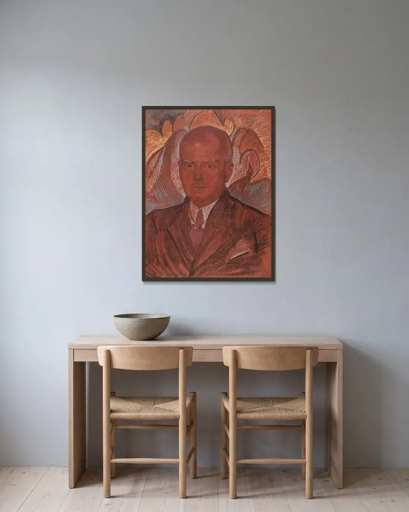 Porträt von Emil Młynarski von Stanisław Ignacy Witkiewicz gerahmt an einer Wand
