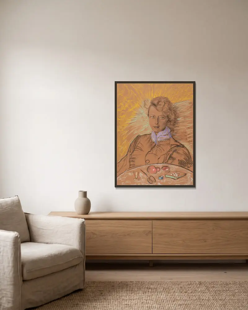 Portret Eugenii Bundykowej, 1935 – nr 2 av Stanisław Ignacy Witkiewicz inramad på en vägg