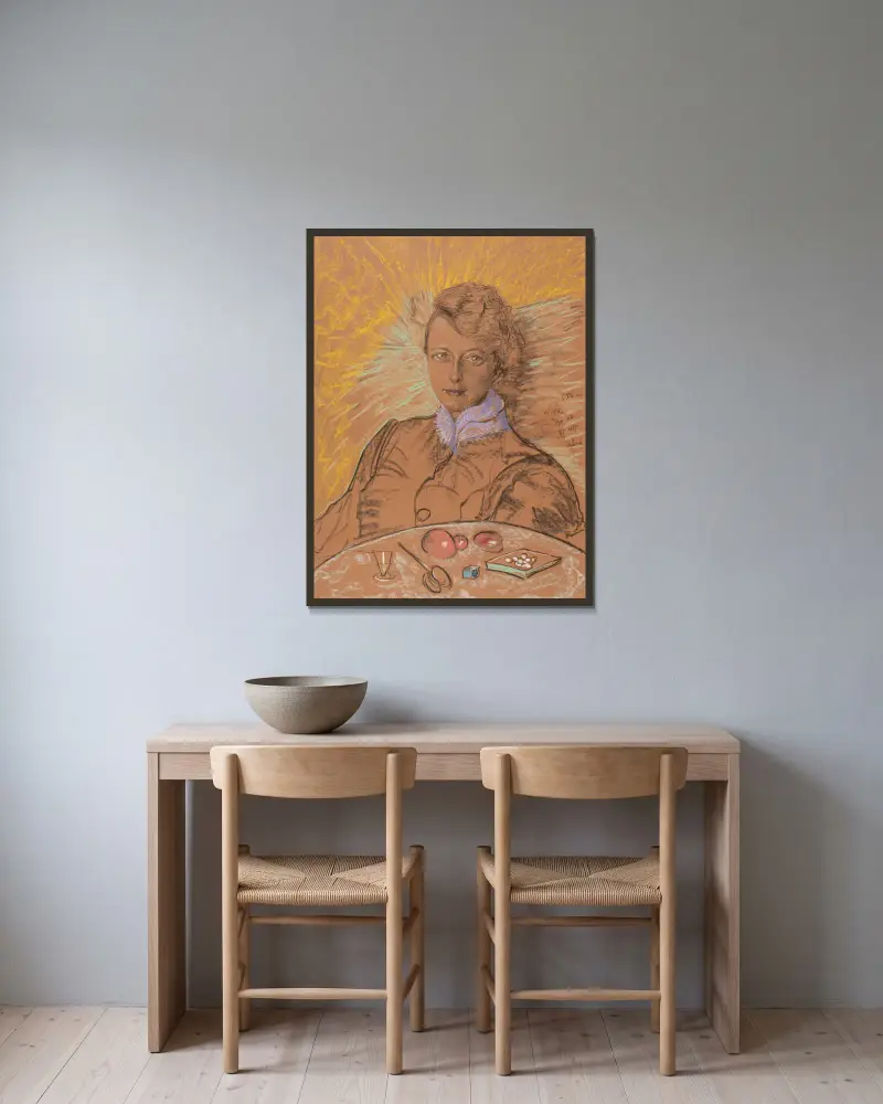 Portret Eugenii Bundykowej, 1935 – nr 2 av Stanisław Ignacy Witkiewicz inramad på en vägg