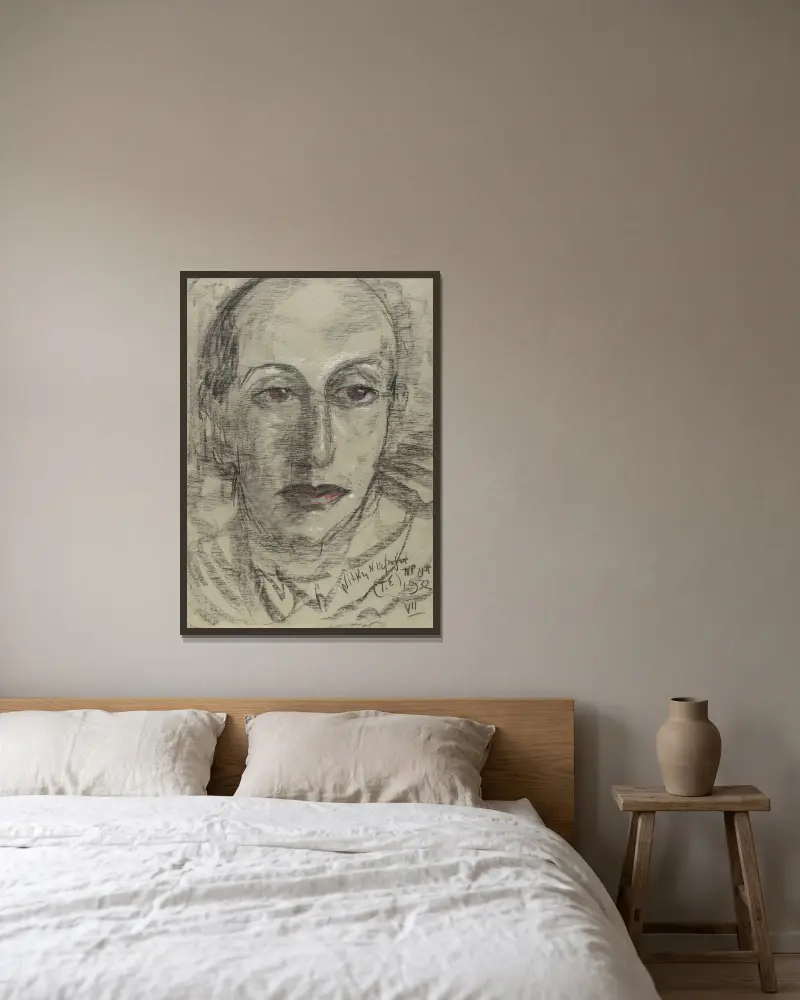 Portret Leona Reynela, 1932 – nr 2 av Stanisław Ignacy Witkiewicz inramad på en vägg