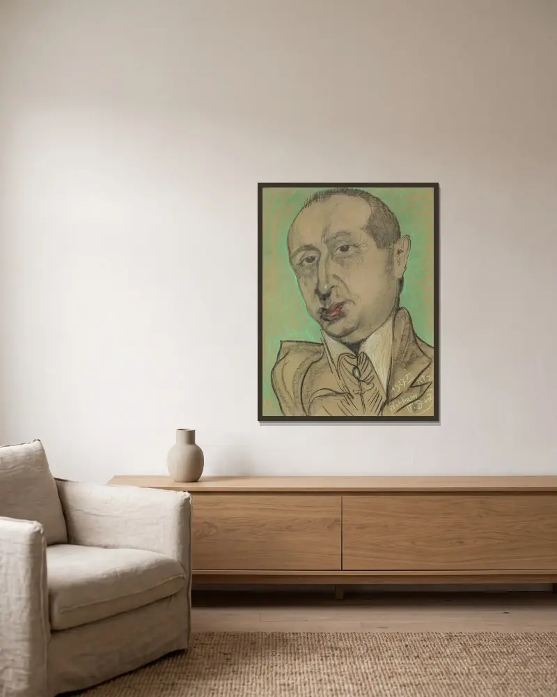 Portrét Leona Reynela, 1927 – Nr. 1, Stanisław Ignacy Witkiewicz v rámu na stěně