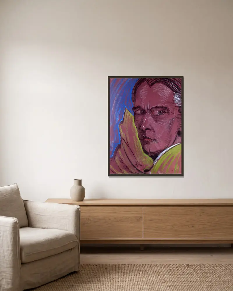 Autoportret, Stanisław Ignacy Witkiewicz w ramie na ścianie