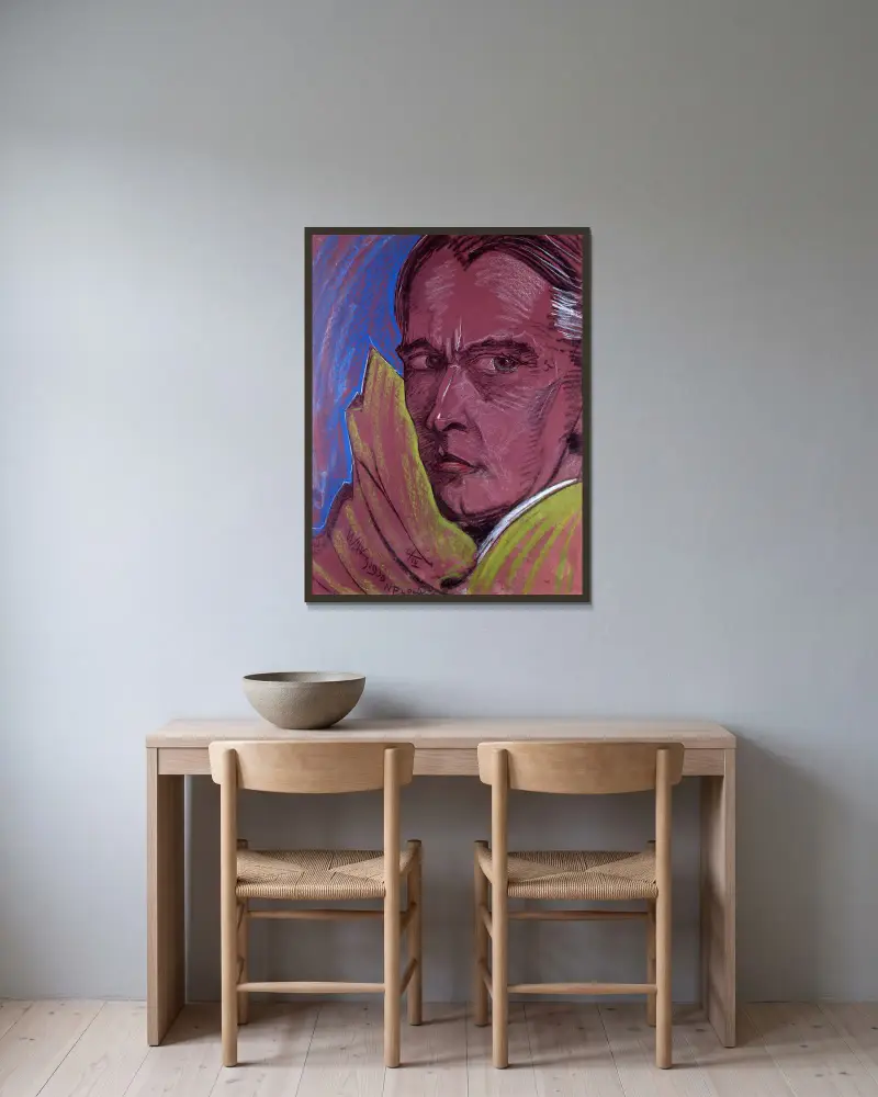 Autoportret, Stanisław Ignacy Witkiewicz w ramie na ścianie