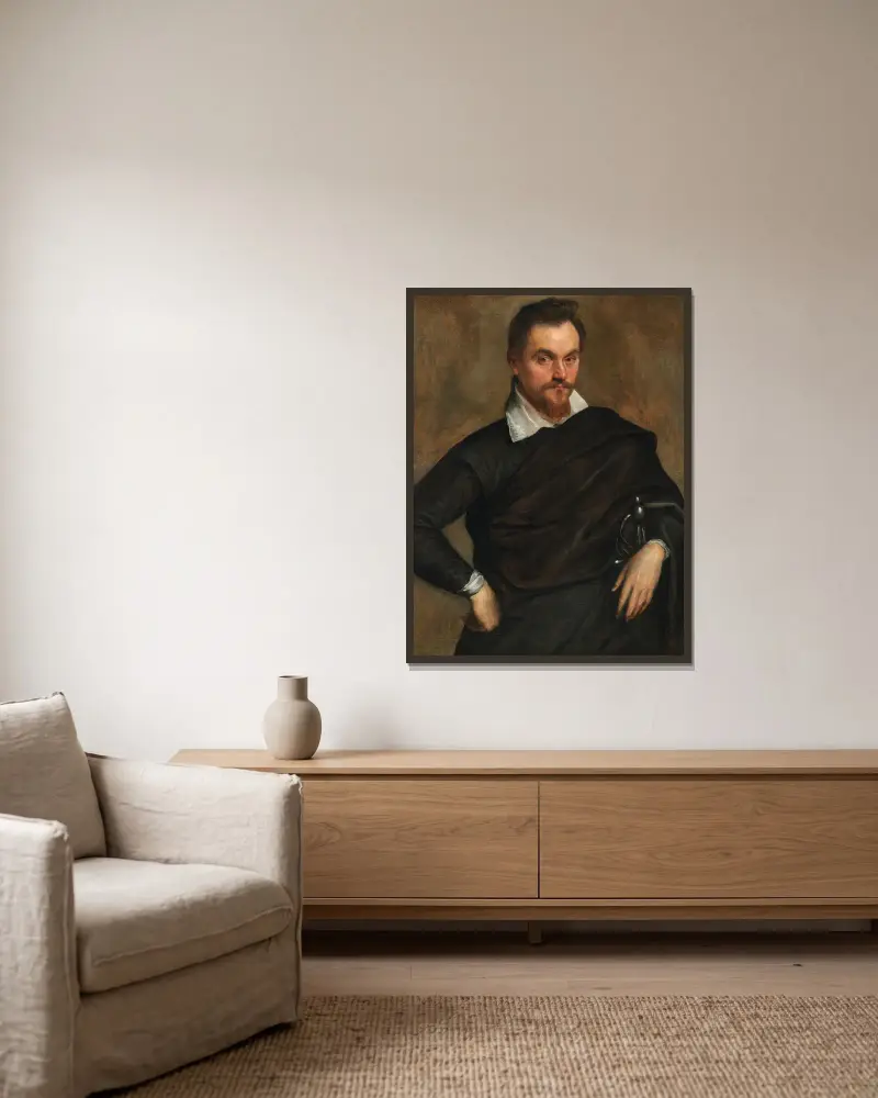 Porträtt av en adelsman av Jacopo Palma il Giovane inramad på en vägg