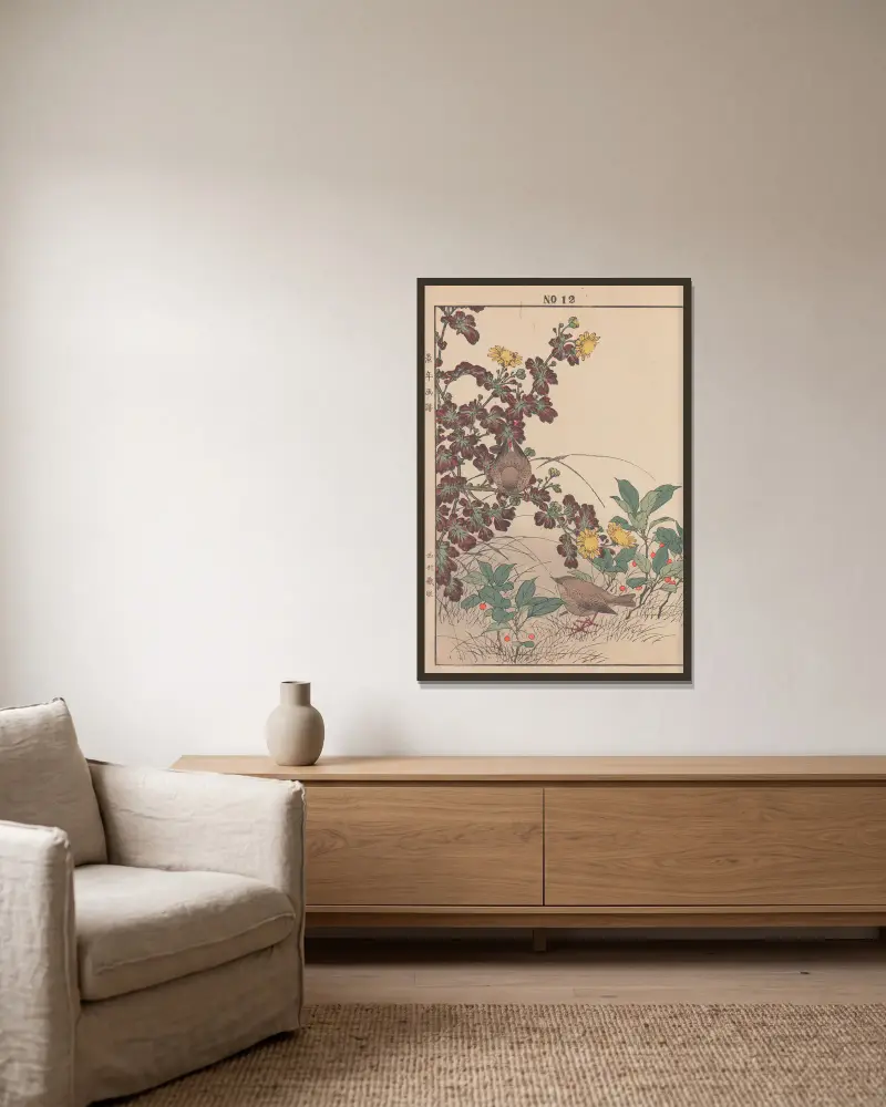 Keinen kachō gafu Pl. 135 von Imao Keinen gerahmt an einer Wand
