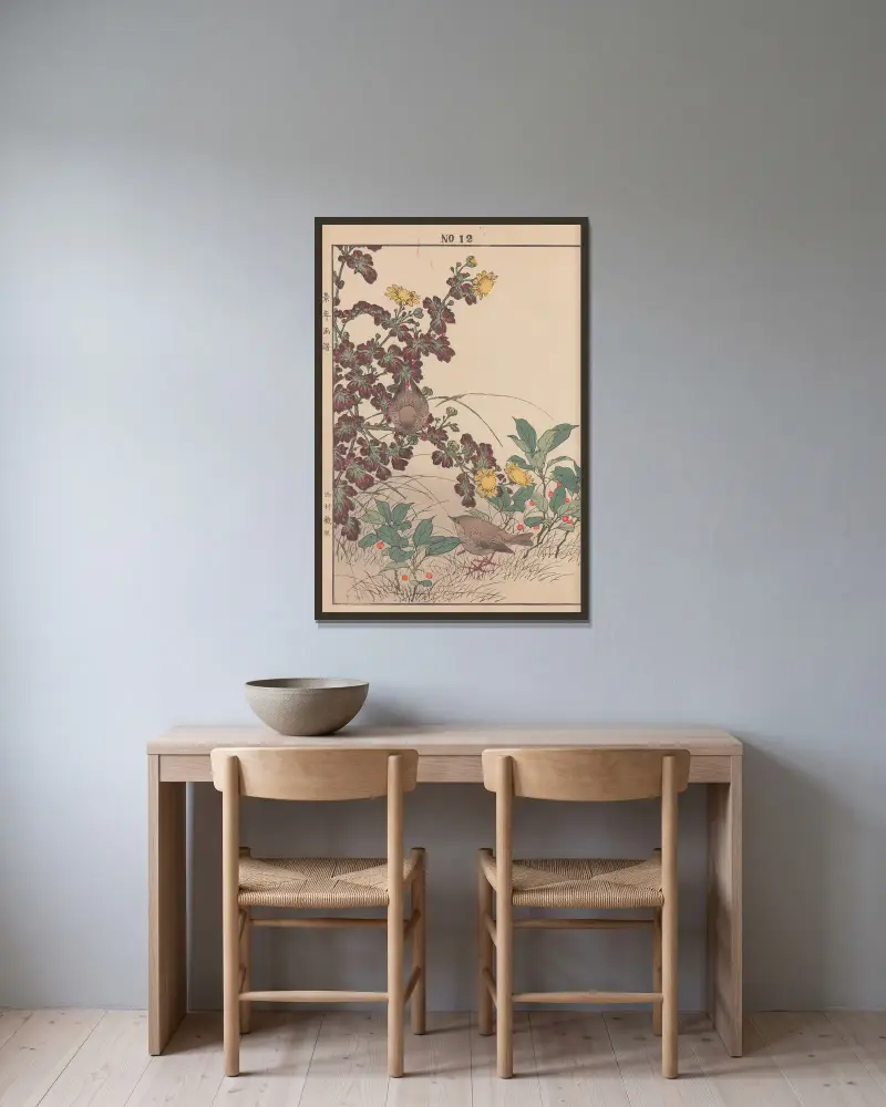 Keinen kachō gafu Pl. 135 von Imao Keinen gerahmt an einer Wand