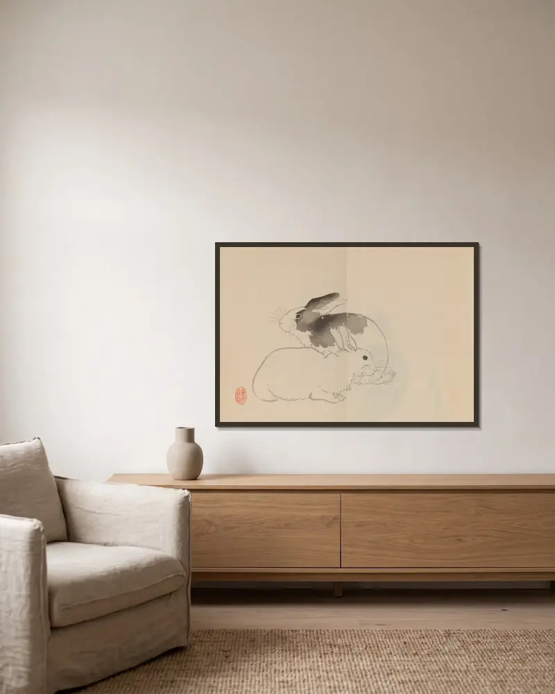 Keinen Shūgajō, Tafel 62 von Imao Keinen gerahmt an einer Wand