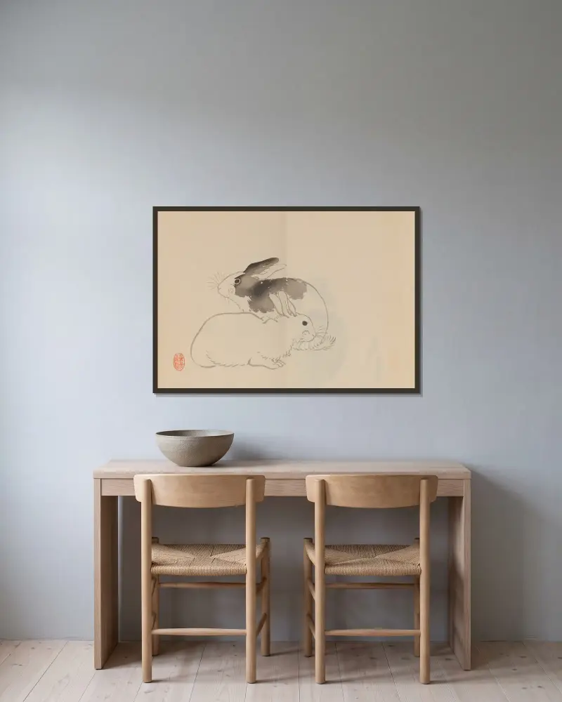 Keinen Shūgajō, Tafel 62 von Imao Keinen gerahmt an einer Wand
