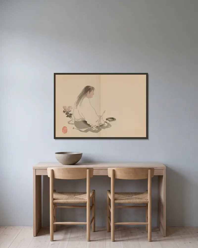 Keinen shūgajō, Tafel 79 von Imao Keinen gerahmt an einer Wand