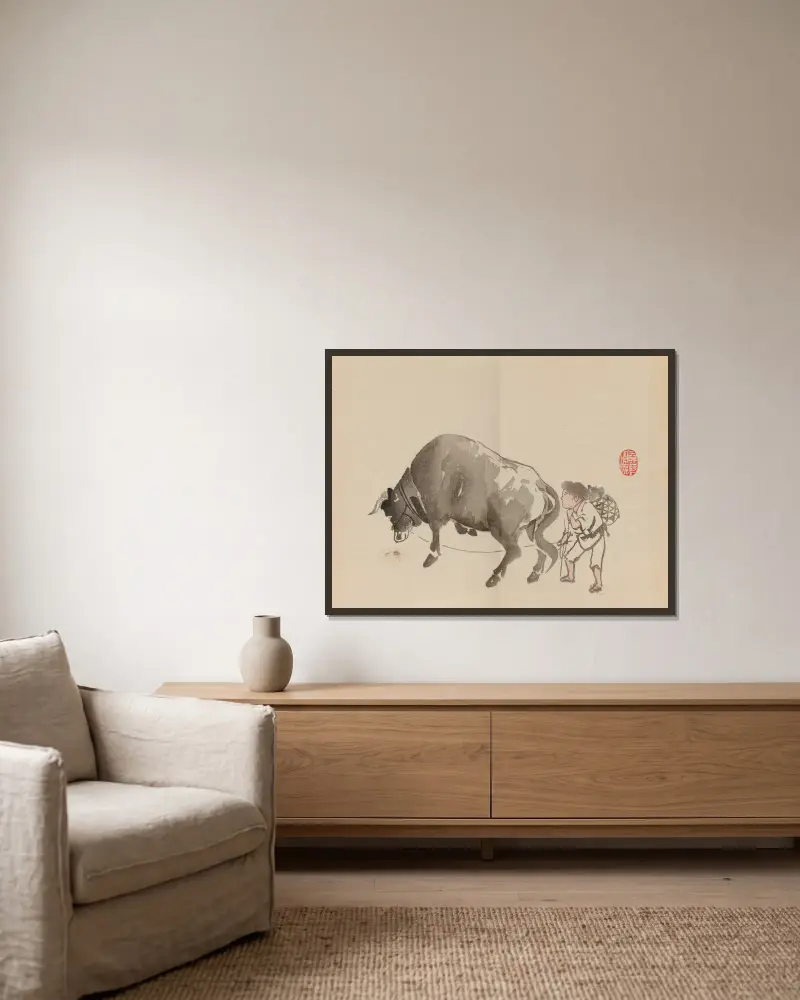 Keinen Shūgajō, Tafel 84 von Imao Keinen gerahmt an einer Wand
