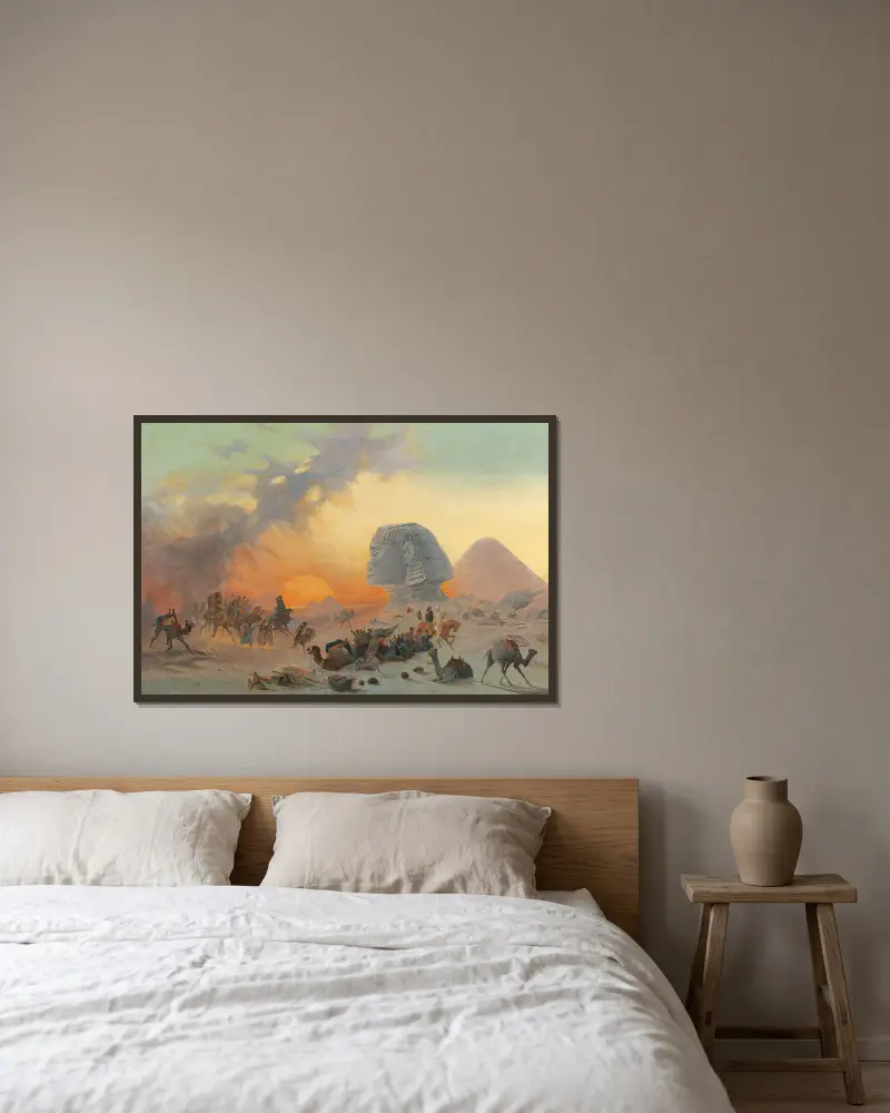 Karawana na pustyni w samumie, Ippolito Caffi w ramie na ścianie