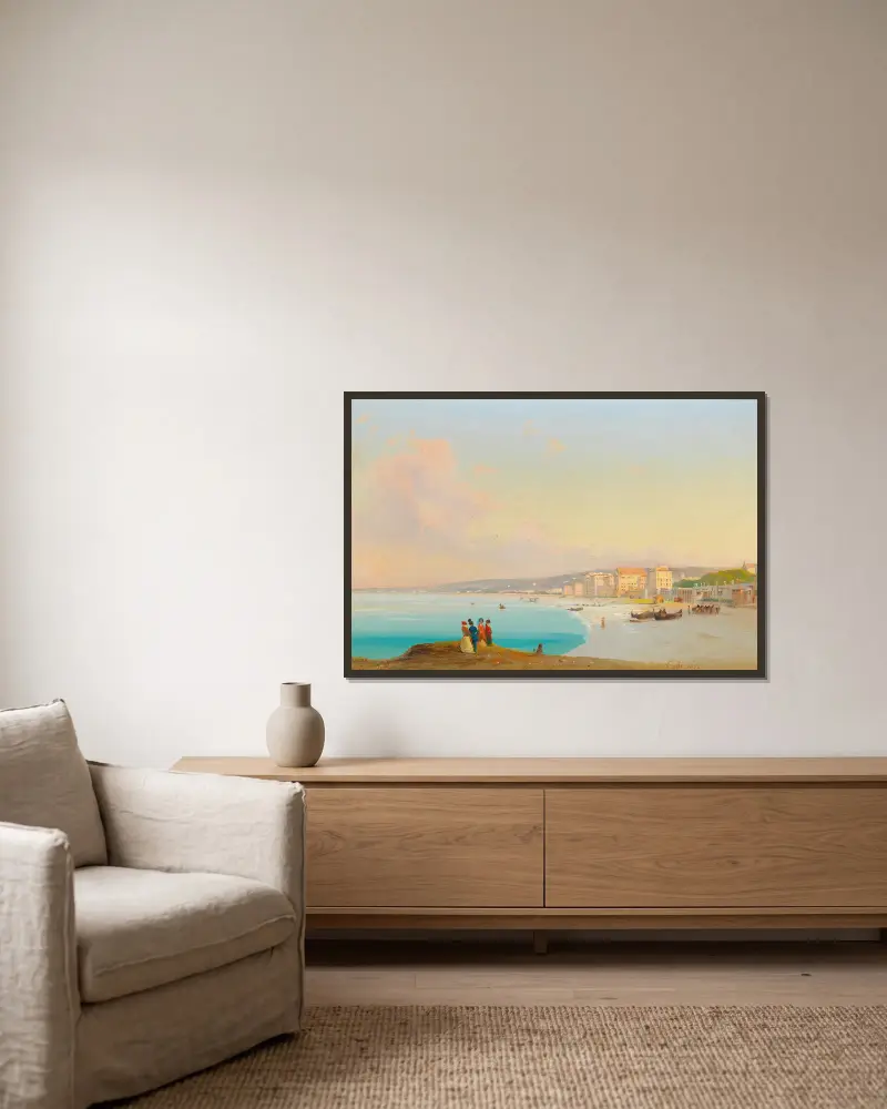 Nizza von Ippolito Caffi gerahmt an einer Wand