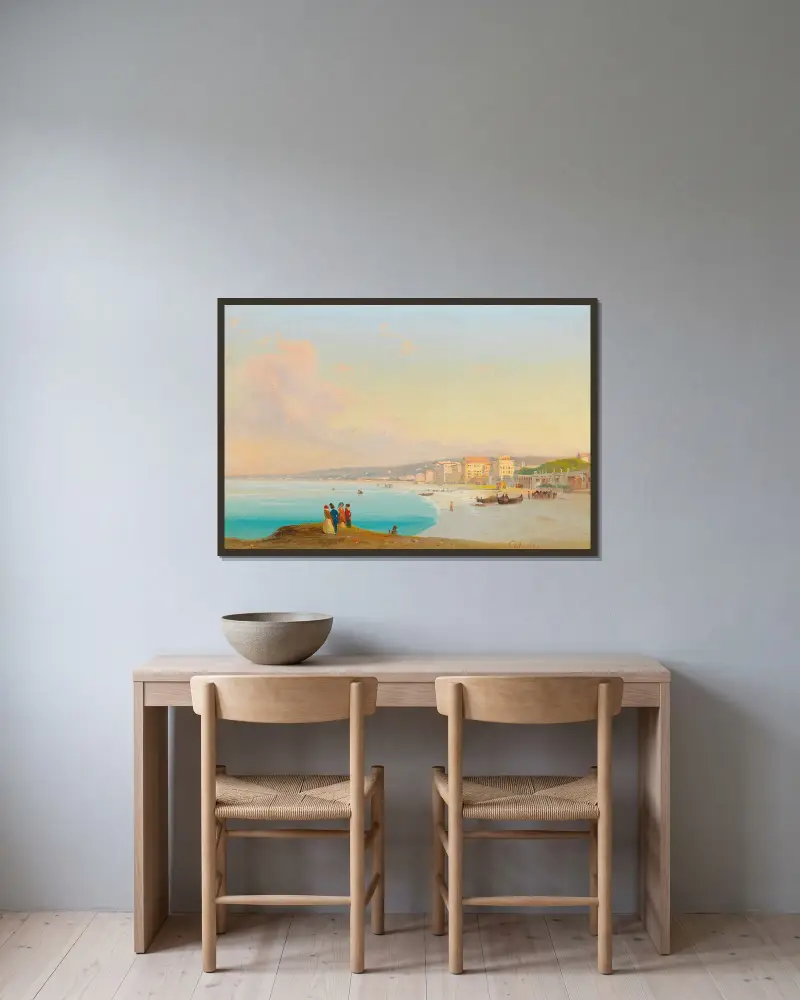 Nizza von Ippolito Caffi gerahmt an einer Wand
