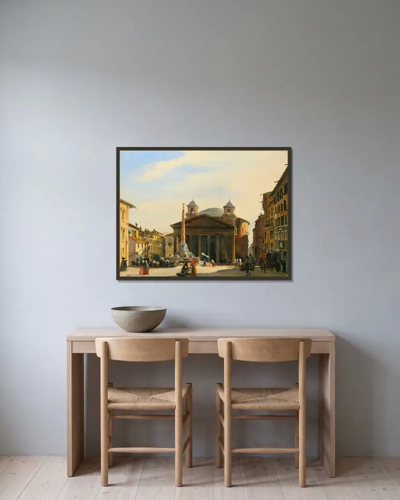 Das Pantheon in Rom von Ippolito Caffi gerahmt an einer Wand