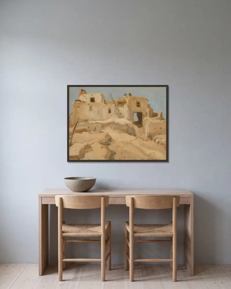 Hopi-Torbogen, Walpi, Arizona von Eanger Irving Couse gerahmt an einer Wand