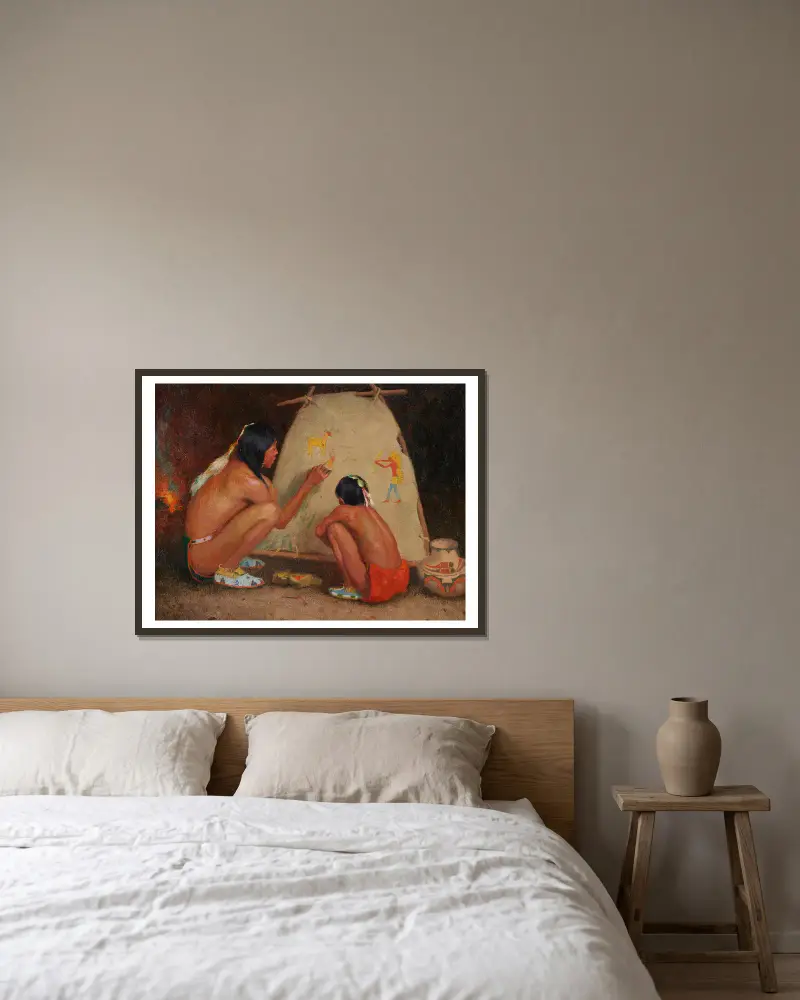 Indian Painter av Eanger Irving Couse inramad på en vägg