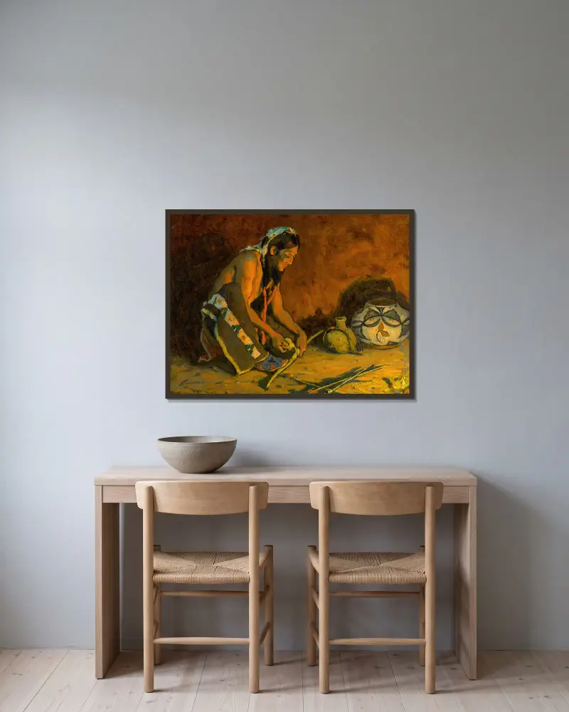 Napínání luku, Eanger Irving Couse v rámu na stěně