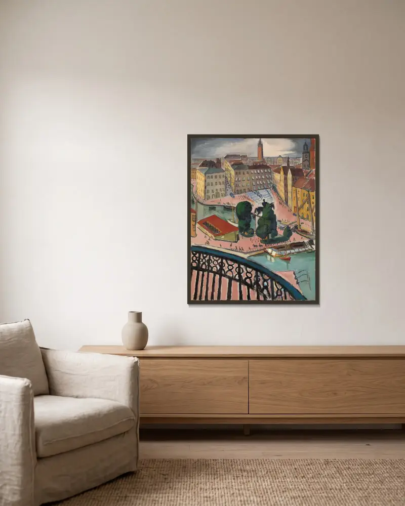 Karl Johans Torg, Stockholm von Isaac Grünewald gerahmt an einer Wand