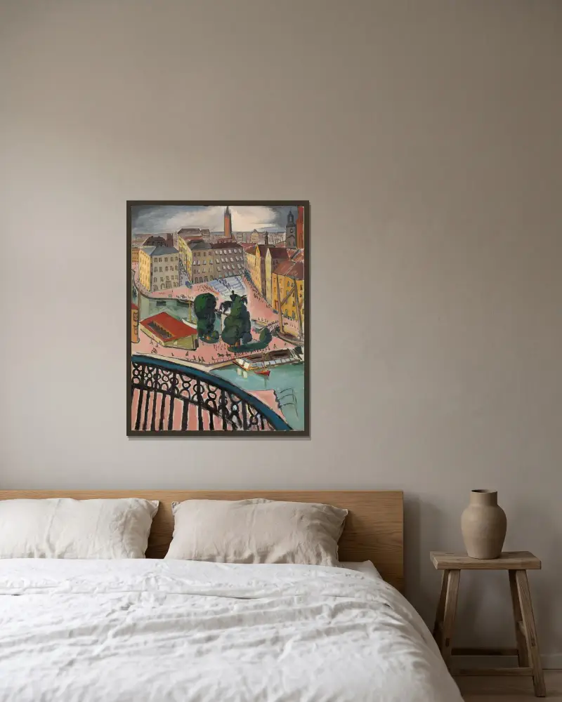Karl Johans Torg, Stockholm von Isaac Grünewald gerahmt an einer Wand