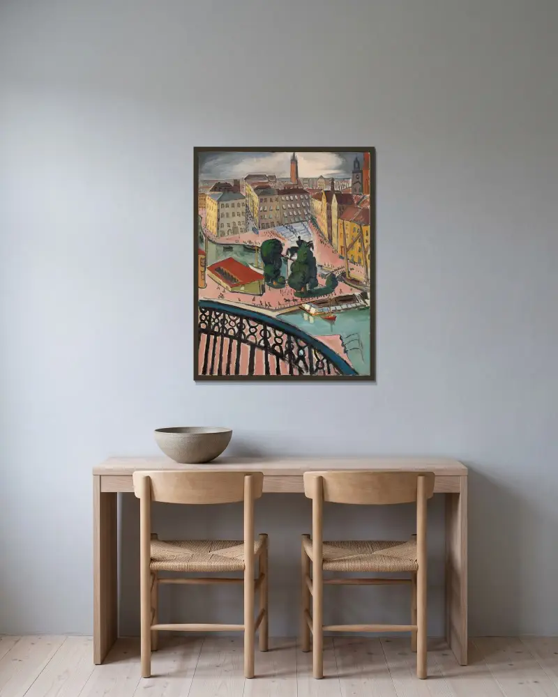 Karl Johans Torg, Stockholm von Isaac Grünewald gerahmt an einer Wand