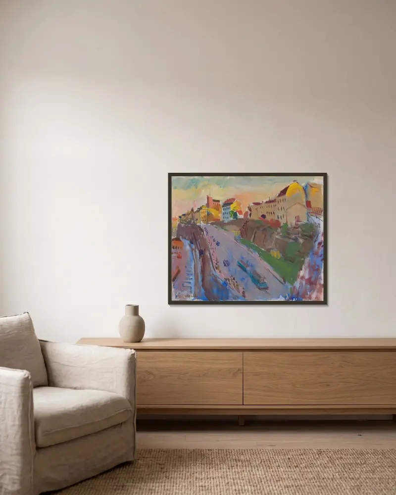 Katarinavägen von Isaac Grünewald gerahmt an einer Wand