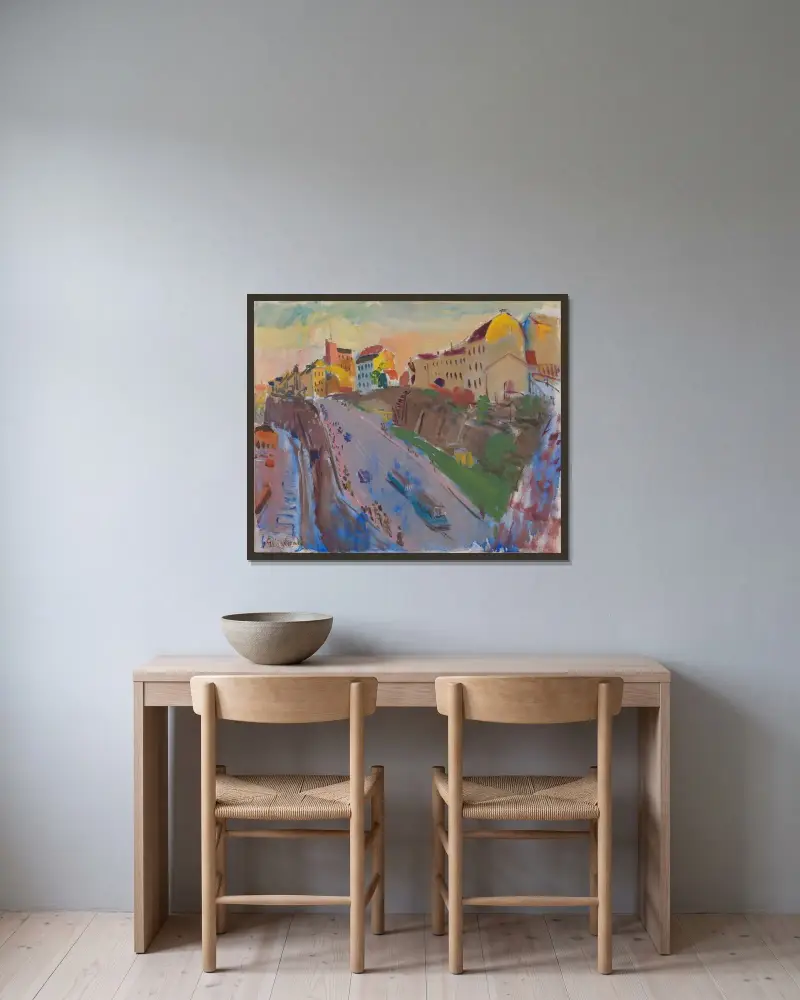 Katarinavägen von Isaac Grünewald gerahmt an einer Wand