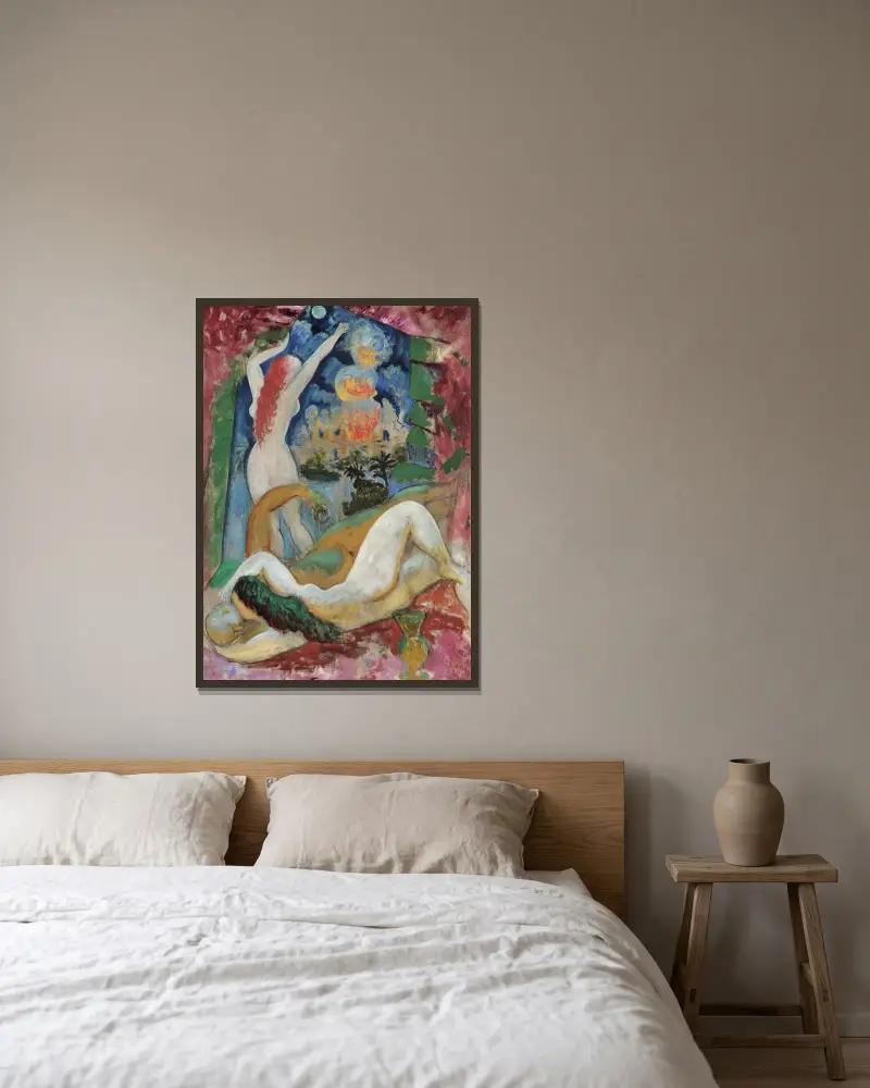 Lot und seine Töchter von Isaac Grünewald gerahmt an einer Wand