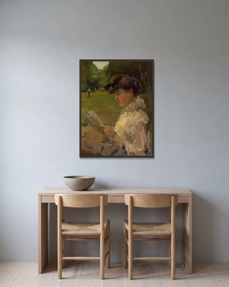 Girl reading av Isaac Israëls inramad på en vägg