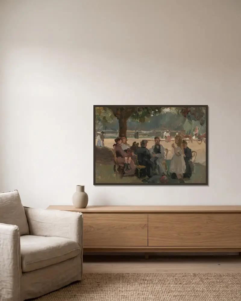 I Bois de Boulogne nära Paris av Isaac Israëls inramad på en vägg