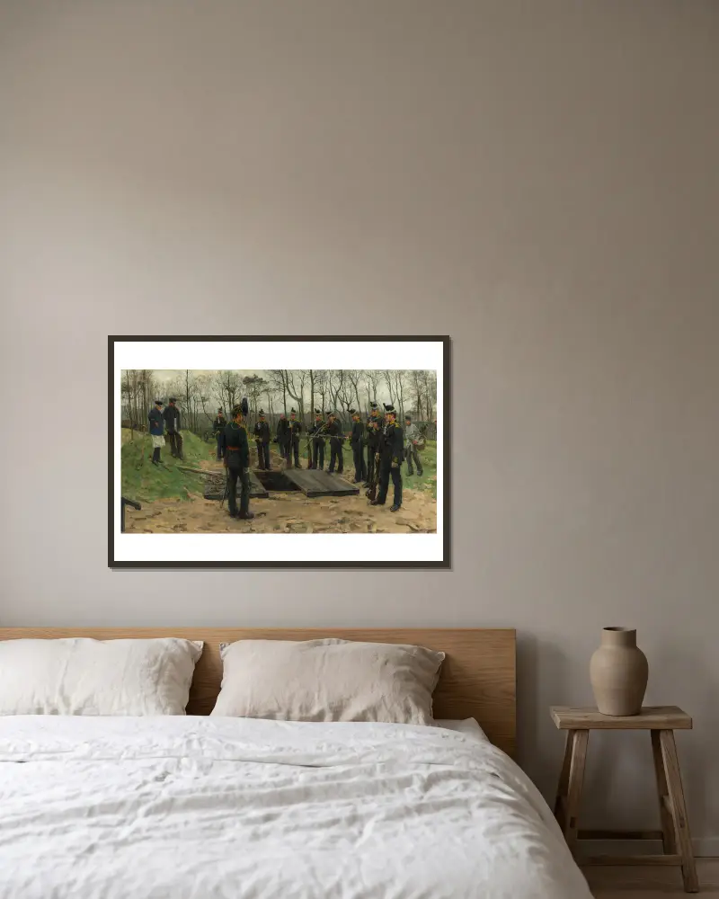 Militär begravning von Isaac Israëls gerahmt an einer Wand